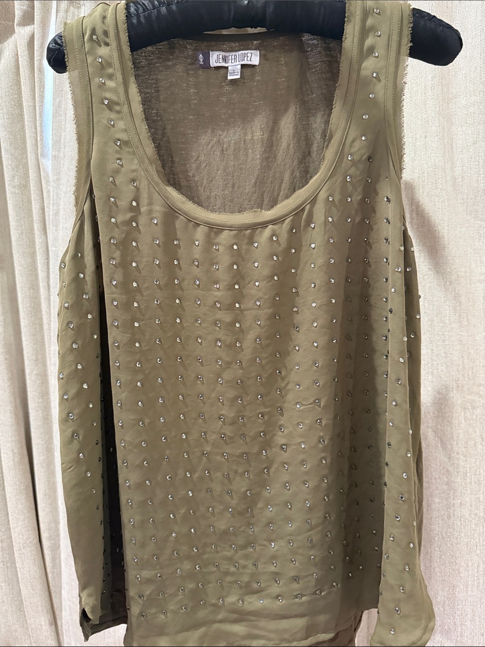 Jennifer Lopez Olive Studded Tank Top